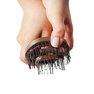 Yao Hairbrush Portable Brush (Wooden Texture) เย่า แปรงหวีผม ขนาดพกพา แก้ผมพันกัน (สีชมพู)