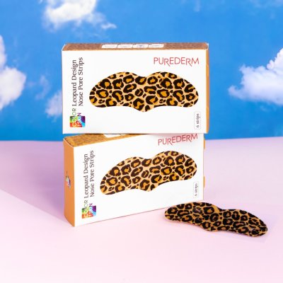 Purederm Leopard Design Nose Pore Strips (1 กล่องมี 6 แผ่น) เพียวเดิร์ม แผ่นกำจัดสิวเสี้ยนลายเสือดาว