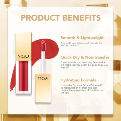 Y.O.U Rouge Velvet Matte Lip Cream วาย โอ ยู ลิปสติก เนื้อแมท บางเบา ติดทนนาน ไม่ติดแมส
