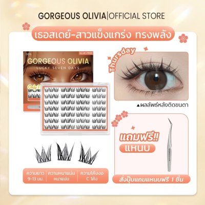 Gorgeous Olivia Lucky 7 Days (+ Tweezers) กรอเจียส โอลิเวีย โชคดี 7 สี ซีรีส์ ขนตาปลอมไม่ใช้กาว