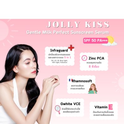 Jolly Kiss Gentle Milk Perfect Sunscreen Serum SPF50 PA+++ (30g) จอลลี่ คิสส์ กันแดด