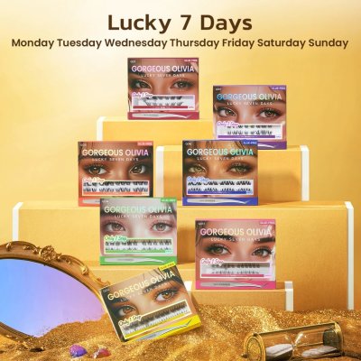 Gorgeous Olivia Lucky 7 Days (+ Tweezers) กรอเจียส โอลิเวีย โชคดี 7 สี ซีรีส์ ขนตาปลอมไม่ใช้กาว