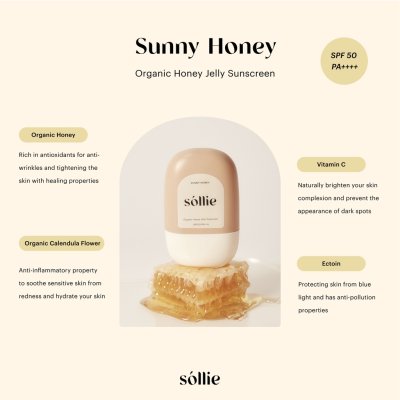 Sóllie Sunny Honey Organic Honey Jelly Sunscreen SPF50PA++++ โซลลี่ เจลกันแดด ลดรอยดำและความหมองคลํ้าจากแสงแดด