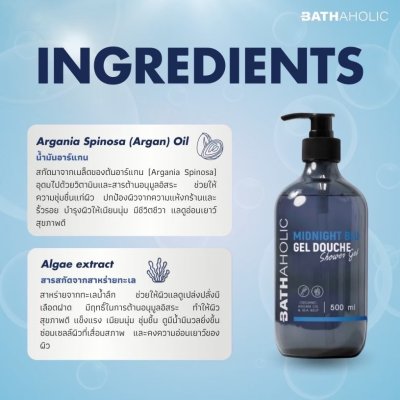 Bathaholic Shower Gel Midnight Blu บาสอะฮอลิค ชาวเวอร์เจล กลิ่นมิดไนท์บลู