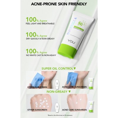 Y.O.U Acne Sunscreen (30g) ยู ครีมกันแดดดูแลสิวที่เบาสบายเป็นพิเศษและสดชื่น