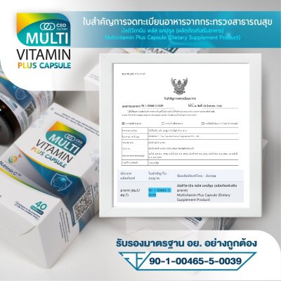 CEO Factory Multivitamin Plus (Capsule 24g) แบบแคปซูล ซีอีโอ แฟคตอรี่ มัลติวิตามินพลัส 40 แคปซูล