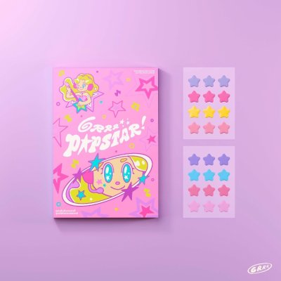 Grrrbeauty Popstar! Grrr Hydrocolloid Acne Patches (2 แผ่น 24 ชิ้น) เกอบิวตี้ แผ่นแปะ ลาย popstar!
