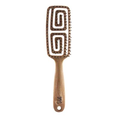 YAO Hairbrush Moving Mini Brush (Wooden Texture) เย่า แปรงหวีผม แก้ผมพันกัน เหมาะสำหรับคนที่ผมสั้น