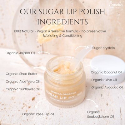 Lovella Organics Sugar Lip Polish (10g) เลิฟเวลล่า ออร์แกนิค ลิปสครัป