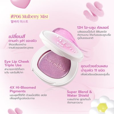 Barenbliss Moist Mochi Paste Ph-Cream Blush P06 Mulberry Mist (4.5g) แบร์แอนด์บลิซ บลัชออนเนื้อโมจิ