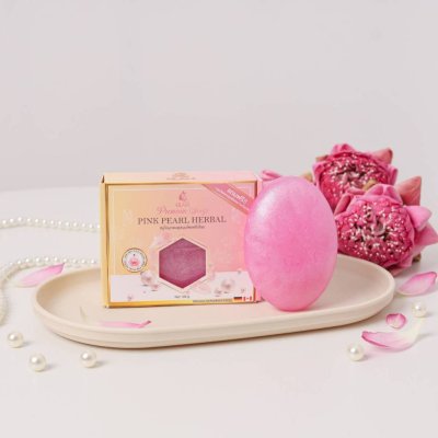 Glam Pink Pearl Herbal Premium Soap (100g) สบู่ไข่มุกชมพูสมุนไพรพรีเมี่ยม