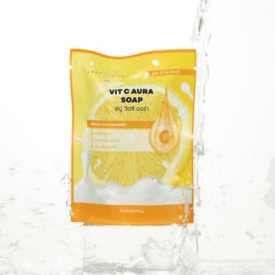 Lady White By BD Vit C Aura Soap (80g) เลดี้ไวท์ บายบีดี ผลิตภัณฑ์ทำความสะอาดผิวหน้าและผิวกาย
