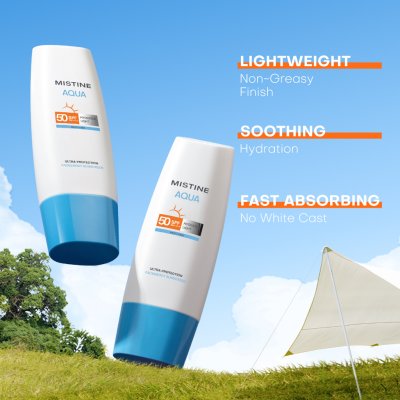 Mistine Aqua Base Ultra Protection Hydrating Face&Body Sunscreen SPF50 PA++++  (70ml) มิสทีน ครีมกันแดด