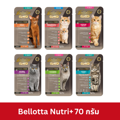 Bellotta Nutri+ อาหารเปียกแมว เบลลอตต้านูทริพลัส 70g. (ยกโหล)