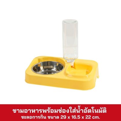 ชามอาหาร พร้อมช่องให้น้ำอัตโนมัติ