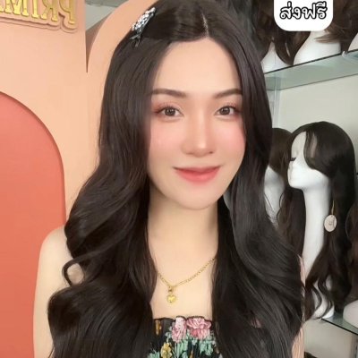 รหัส SZ69 วิกกึ่งทอมือตัว T ผมลอนคลื่นยาว(ป้ายขาว) ความยาว 69-70 ซม. **แถมเน็ตถุงน่อง+ขาตั้ง+หวี+สเปรย์**