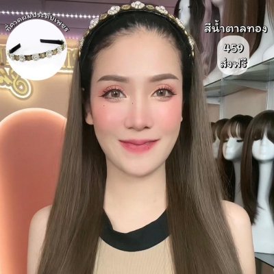 รหัส K41 - วิกคาดประดับเพชรครึ่งศีรษะ (ตรงยาว) ความยาว 65 ซม. (แถมเน็ต+หวี)