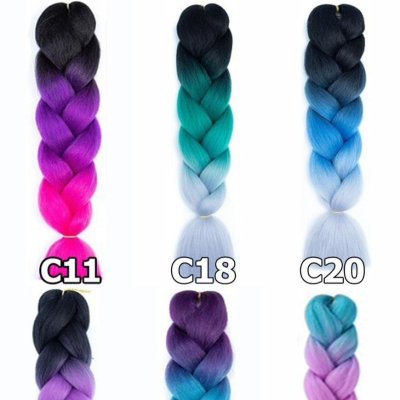 ไหมไฟเบอร์ ไหมถักผม ถักเปีย : สีไฮไลท์ 3 โทน (ความยาว 60 ซม.)