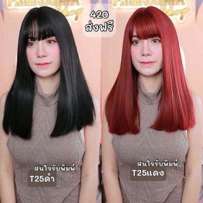 รหัส T25 : วิกผมตรง ความยาวกำลังดี ความยาว 44 ซม. (แถมเน็ต+ขาตั้ง+ของแถม)