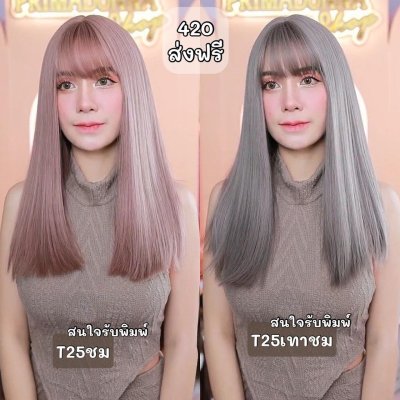 รหัส T25 : วิกผมตรง ความยาวกำลังดี ความยาว 44 ซม. (แถมเน็ต+ขาตั้ง+ของแถม)