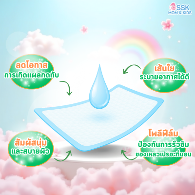 แผ่นรองซับ โมโมะปาปะ momo&papa ซึมซับน้ำ500cc (แพค10ชิ้น)