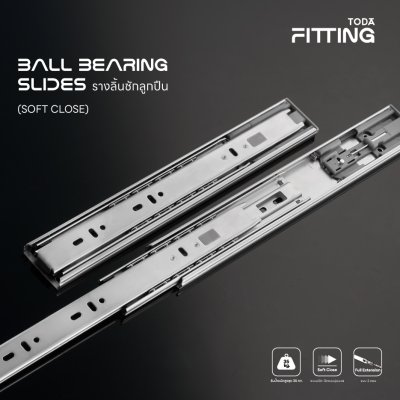 รางลิ้นชักลูกปืนรับข้าง 2 ตอน | Ball Bearing Soft Close