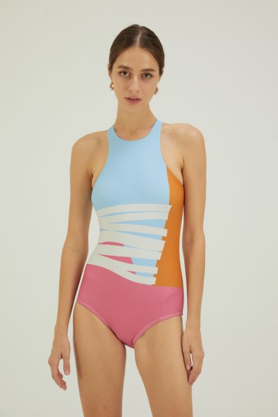 Beach Babe - Sporty 1-Piece Swimsuit - Sunny Day