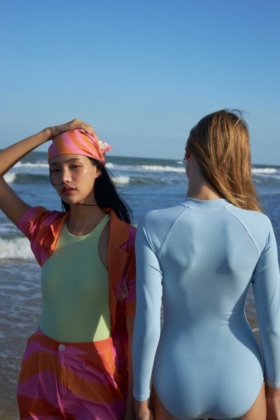 Sea Palette Long Sleeve Swimsuit - Blue Mykonos