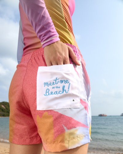 Unisex Beach Shorts - Tropical Sunrise Unisex Beach Shorts - Tropical Sunrise