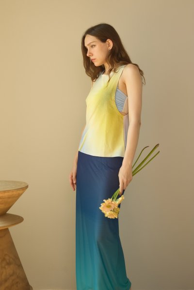 Twin Flowers - Mesh Ombre Skirt