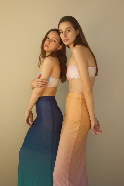 Twin Flowers - Mesh Ombre Skirt