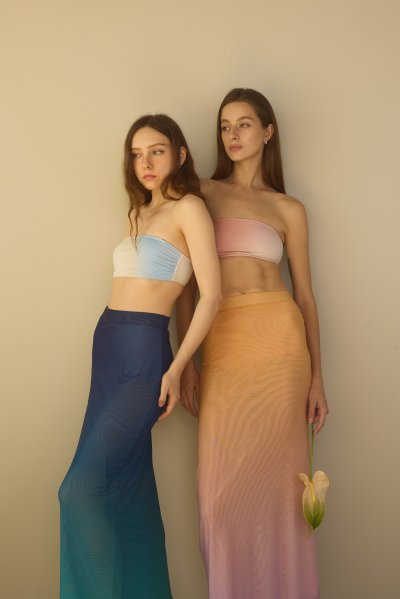 Twin Flowers - Mesh Ombre Skirt