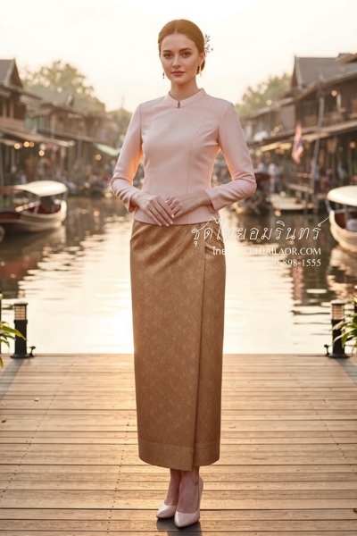 ชุดไทยอมรินทร์ สีโอล์ดโรส (TA 007)