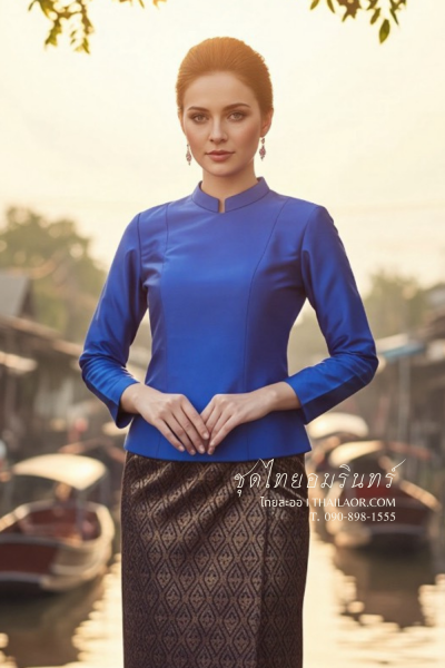 ชุดไทยอมรินทร์ สีน้ำเงินทอง (TA 016)