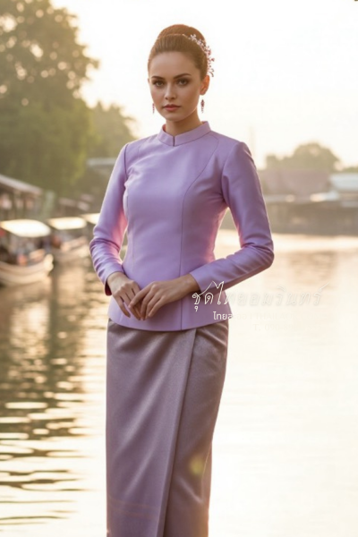 ชุดไทยอมรินทร์ สีม่วง (TA 012)