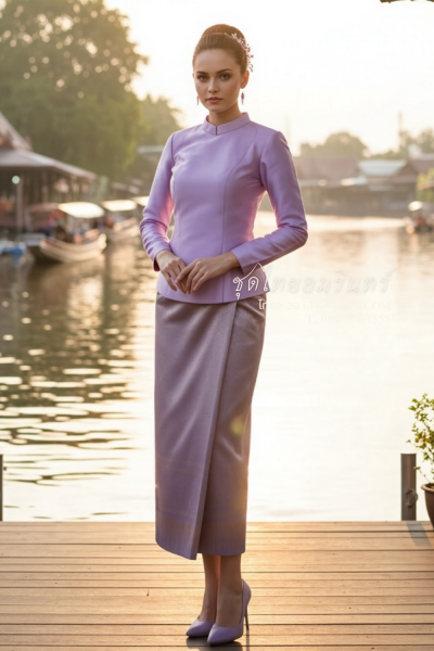 ชุดไทยอมรินทร์ สีม่วง (TA 012)