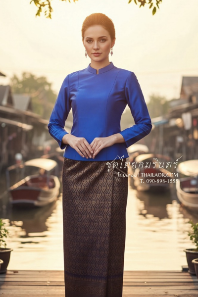 ชุดไทยอมรินทร์ สีน้ำเงินทอง (TA 016)