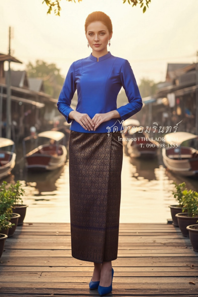 ชุดไทยอมรินทร์ สีน้ำเงินทอง (TA 016)
