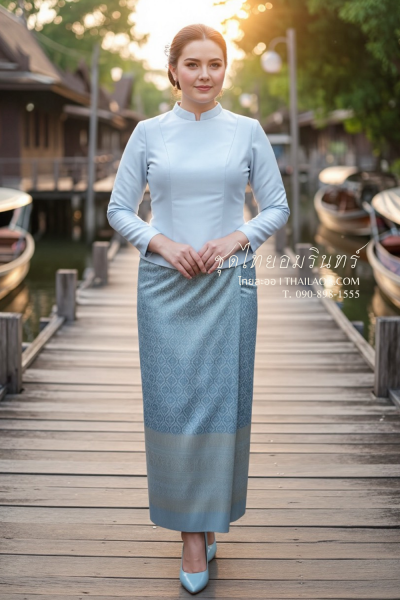ชุดไทยอมรินทร์ สีฟ้า (TA 011)