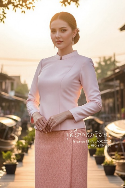 ชุดไทยอมรินทร์ สีชมพู (TA 009)