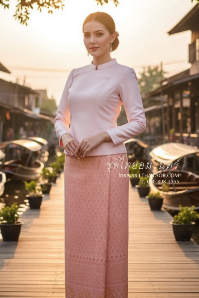 ชุดไทยอมรินทร์ สีชมพู (TA 009)