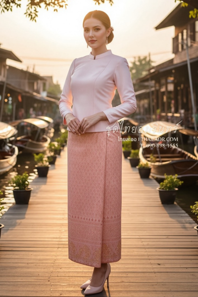 ชุดไทยอมรินทร์ สีชมพู (TA 009)