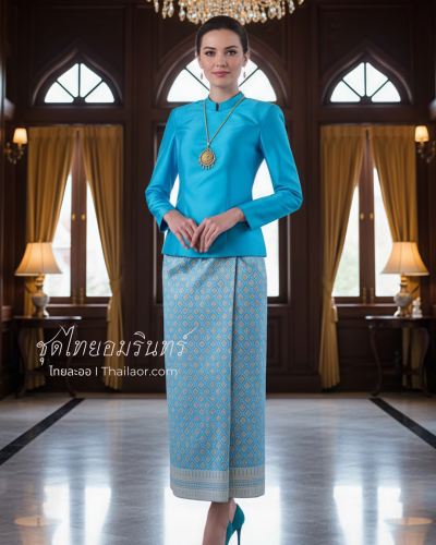 ชุดไทยอมรินทร์ สีฟ้า (TA 020)