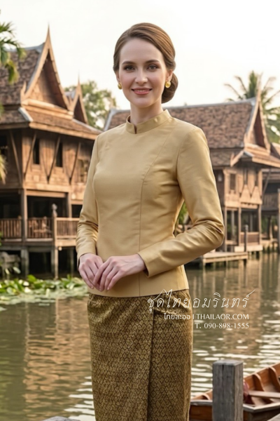 ชุดไทยอมรินทร์ สีน้ำตาล (TA 023)