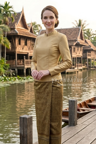 ชุดไทยอมรินทร์ สีน้ำตาล (TA 023)