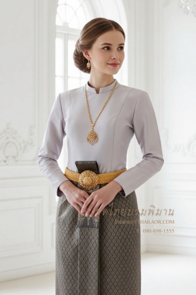ชุดไทยบรมพิมาน สีเทา (TB 019)