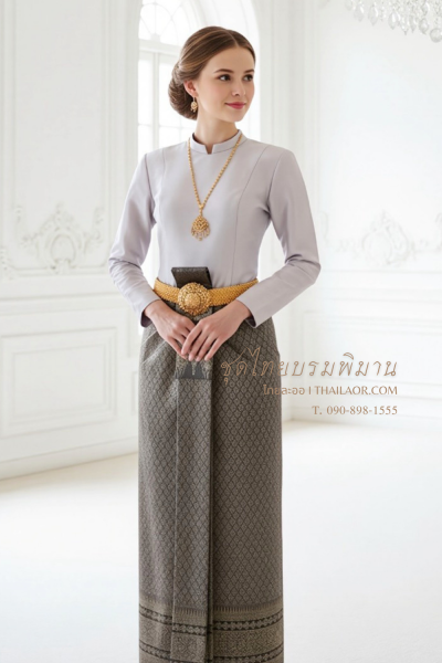 ชุดไทยบรมพิมาน สีเทา (TB 019)