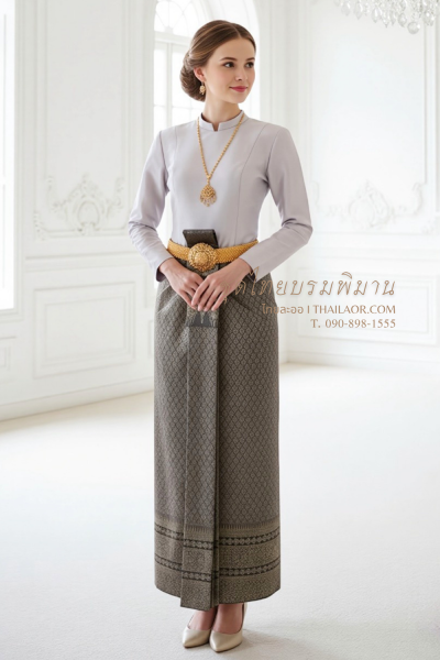 ชุดไทยบรมพิมาน สีเทา (TB 019)