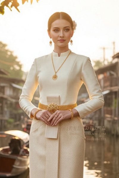 ชุดไทยบรมพิมาน สีครีมทอง (TB 051)