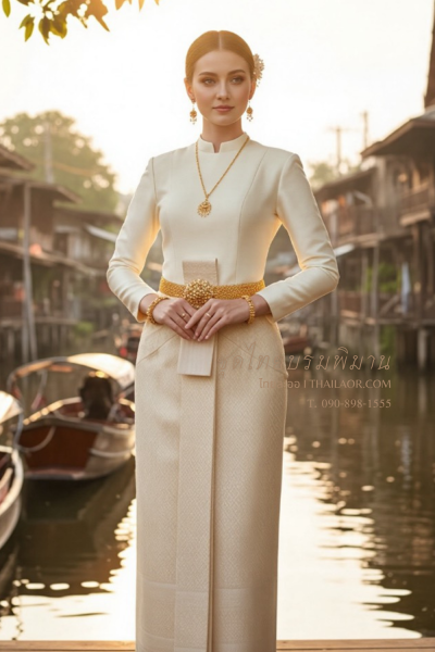 ชุดไทยบรมพิมาน สีครีมทอง (TB 051)